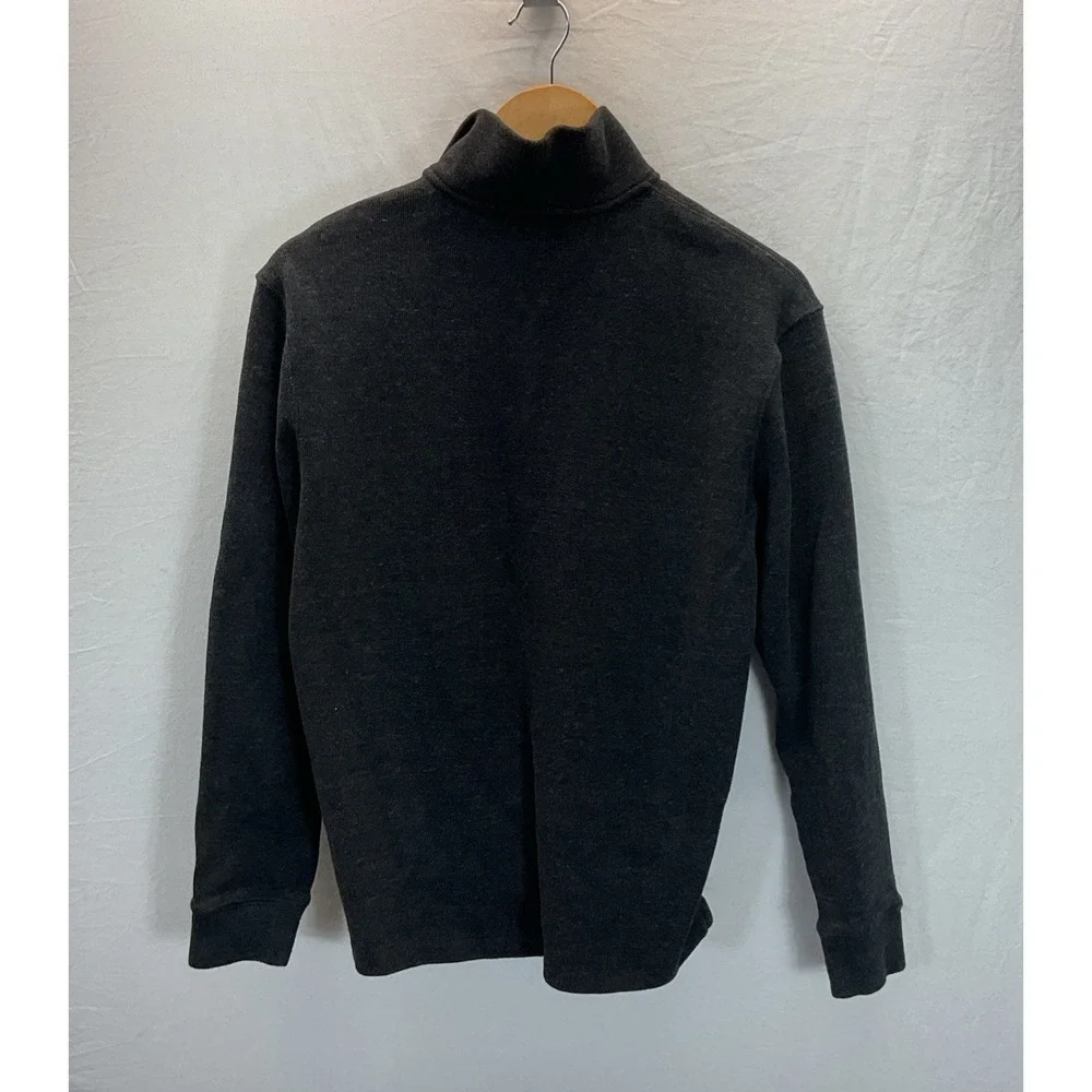 Polo‎ Ralph Lauren 1/4 Zip Dark Gray Men's M Pullover Cotton Preppy Ribbed  Prep